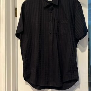 Mens James Campbell Black cotton Short Sleeve button down size L